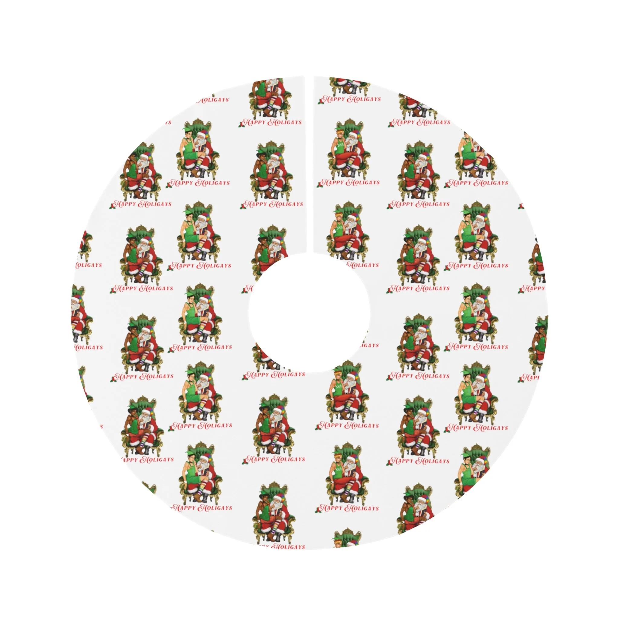 Christmas LGBTQ  Round Tree Skirt , Happy Holigays