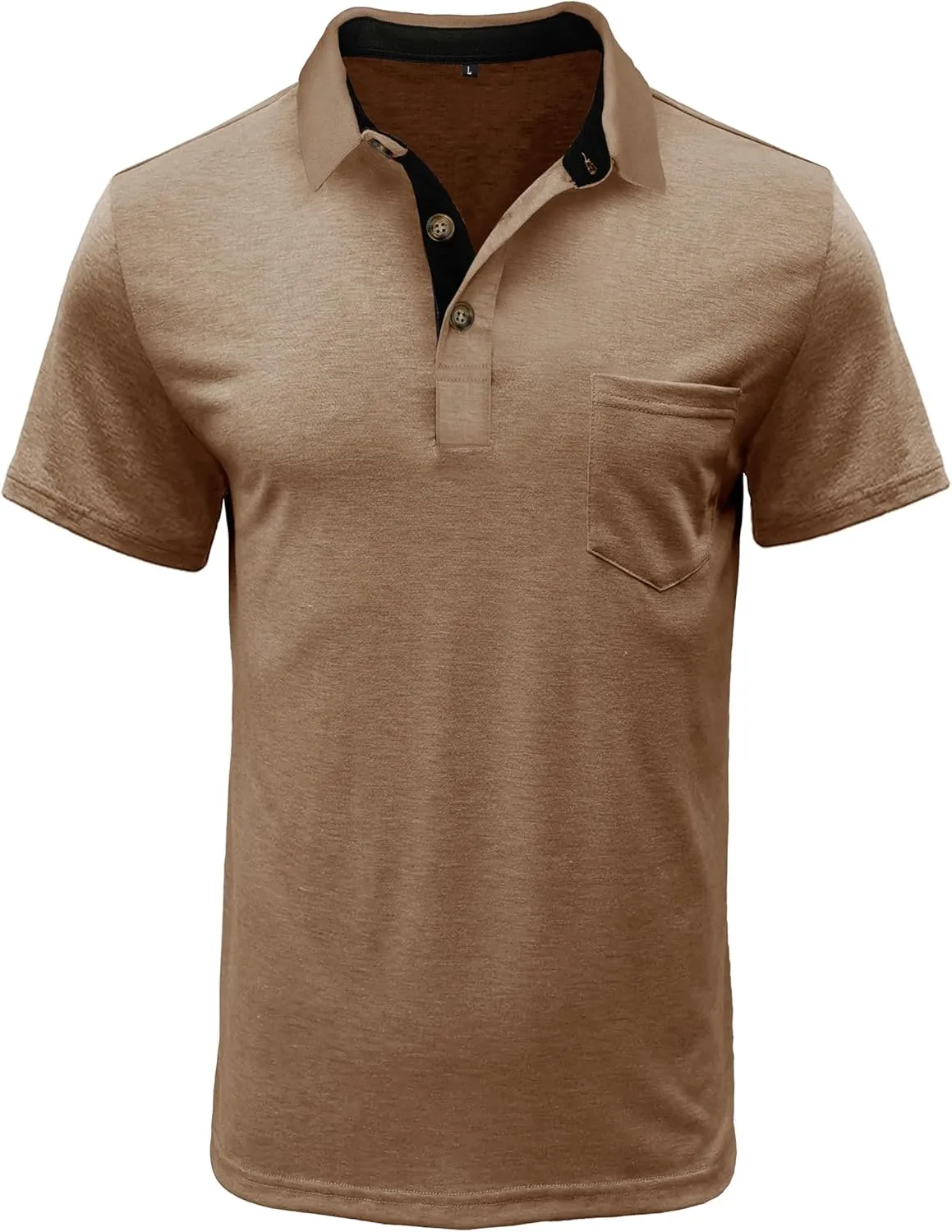 EDITCOZY Mens Polo Shirts with Pocket Casual Classic Short Sleeve Button Golf T-Shirt Top