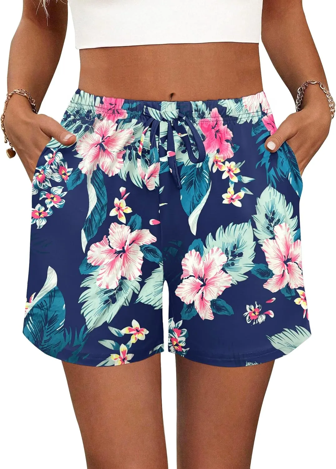 Ekouaer Pajama Shorts for Women Soft Comfy Lounge Shorts Drawstring Pj Shorts Short Pajama Bottoms with Pockets S-XXL