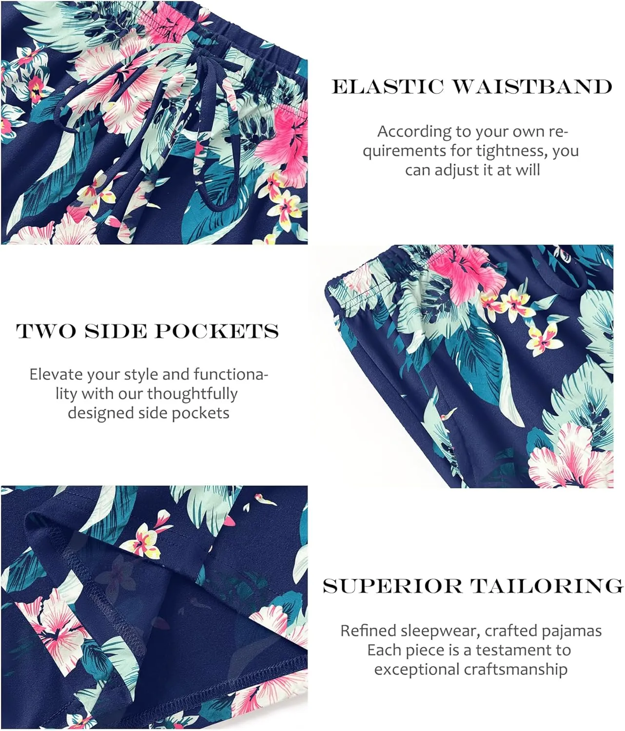 Ekouaer Pajama Shorts for Women Soft Comfy Lounge Shorts Drawstring Pj Shorts Short Pajama Bottoms with Pockets S-XXL
