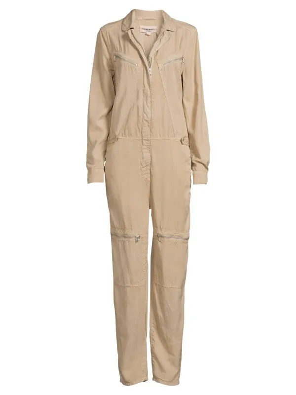 Etienne Marcel Long Sleeve Aviator Jumpsuit, Light Blue