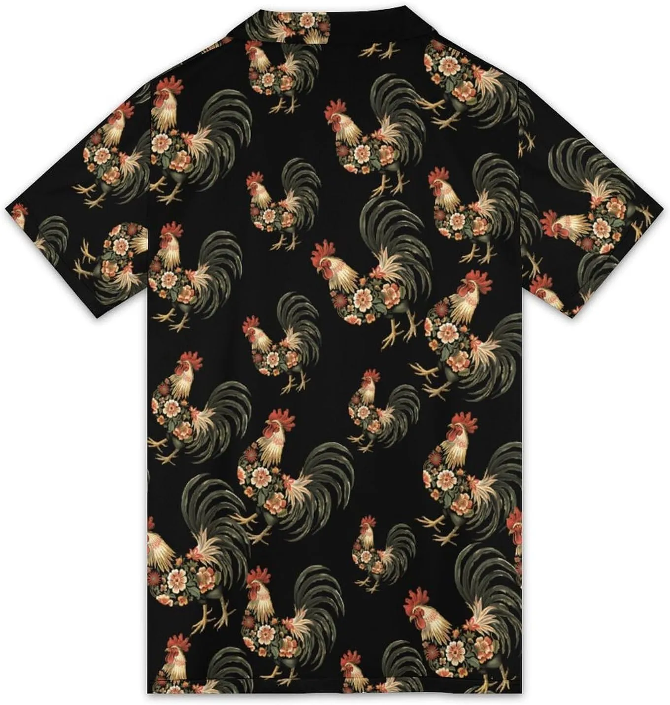 Floral Rooster Mens Polo Shirts Short Sleeve Mesh Gym T-Shirt Summer Tee Top