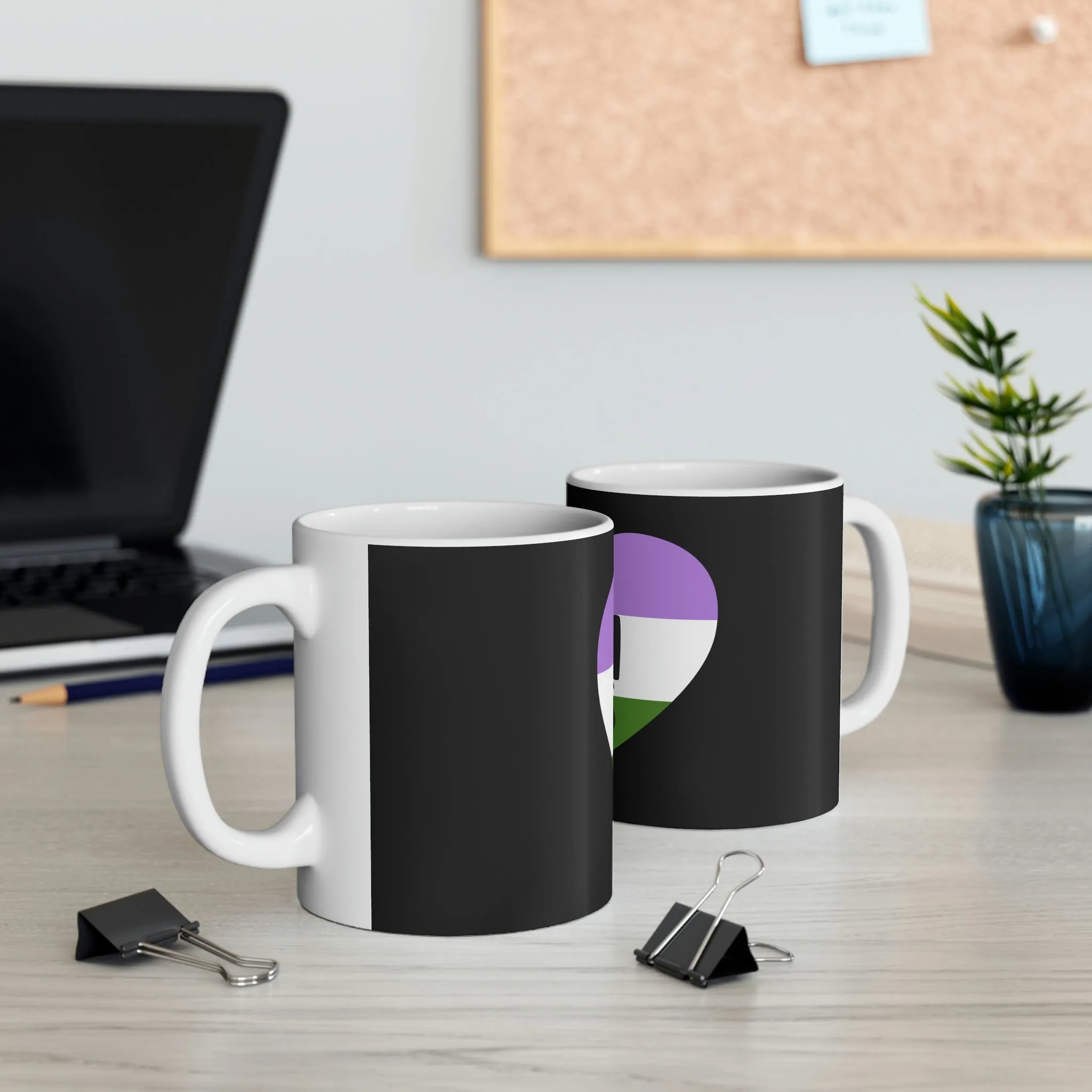 Genderqueer Flag Ceramic Mug  - Free Mom Hugs