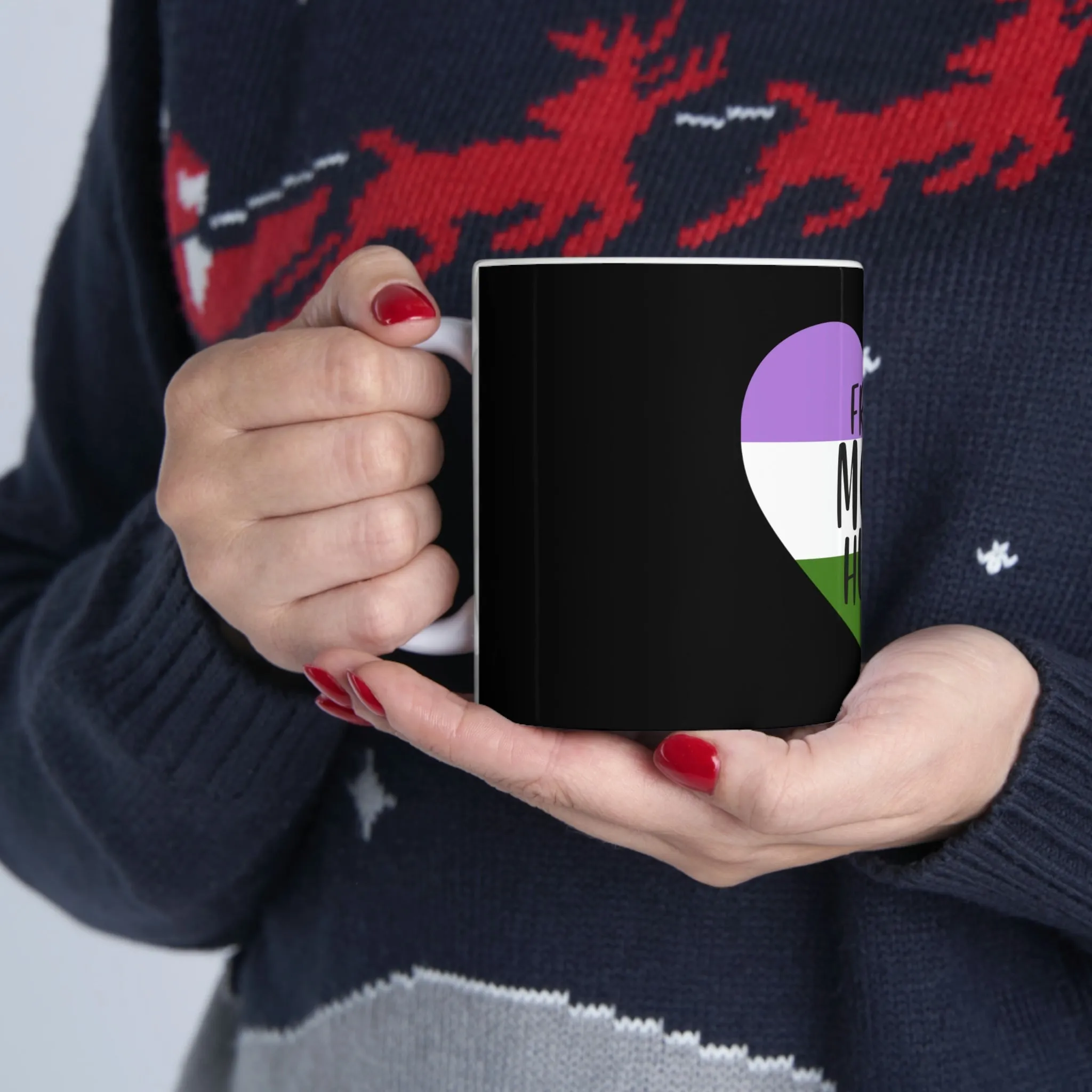 Genderqueer Flag Ceramic Mug  - Free Mom Hugs