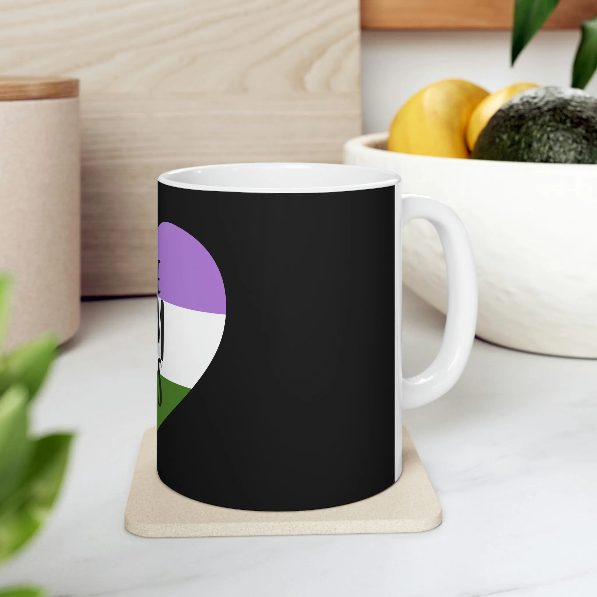 Genderqueer Flag Ceramic Mug  - Free Mom Hugs
