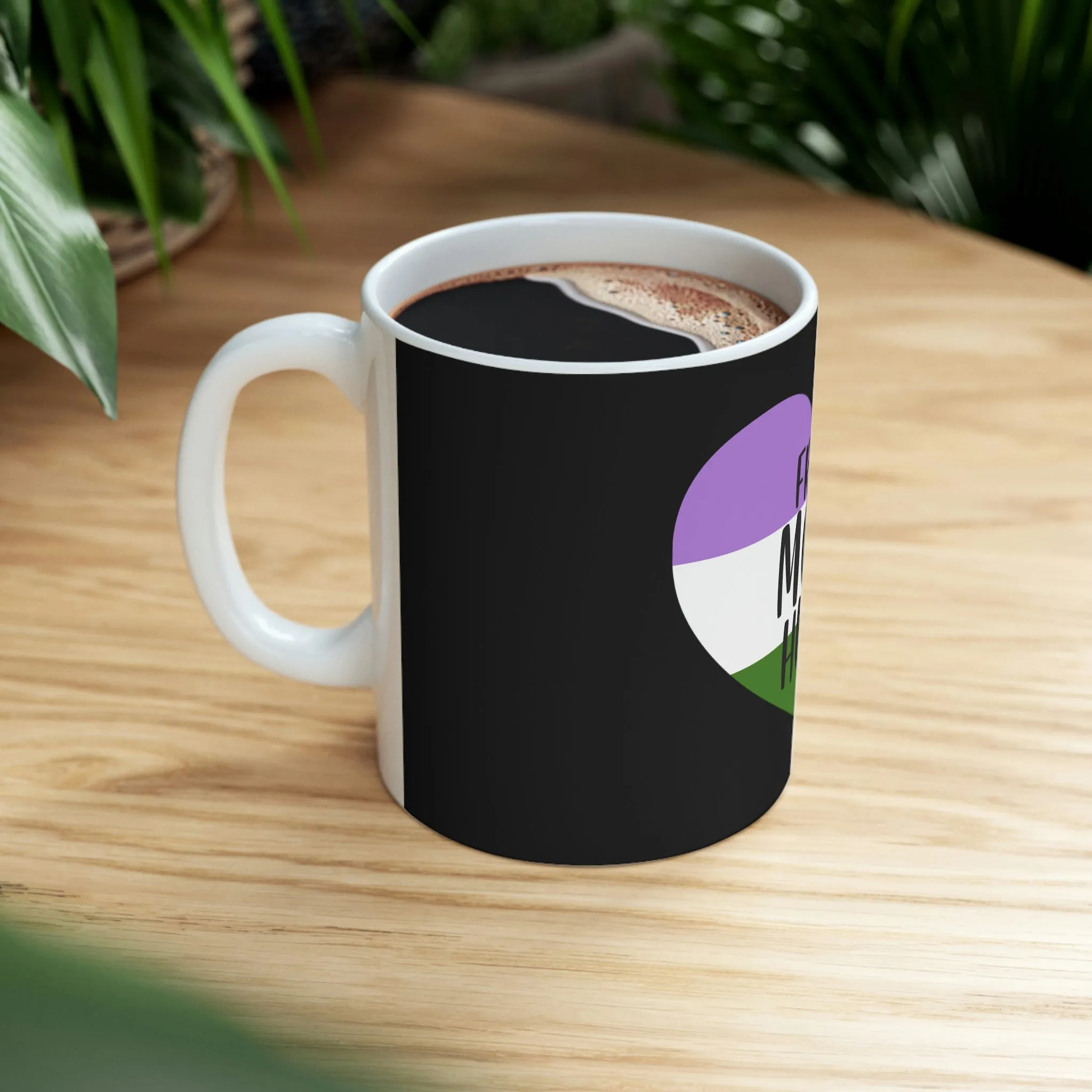 Genderqueer Flag Ceramic Mug  - Free Mom Hugs