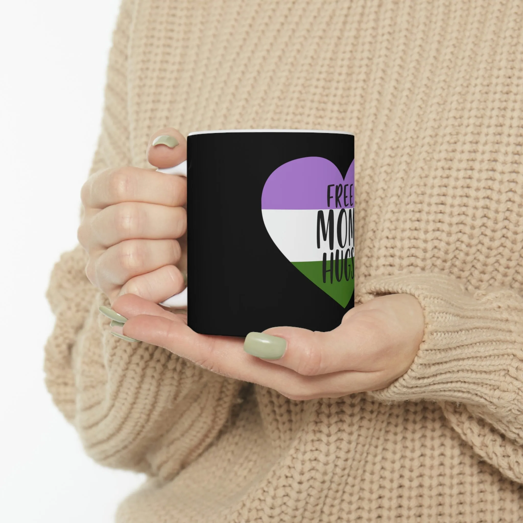 Genderqueer Flag Ceramic Mug  - Free Mom Hugs