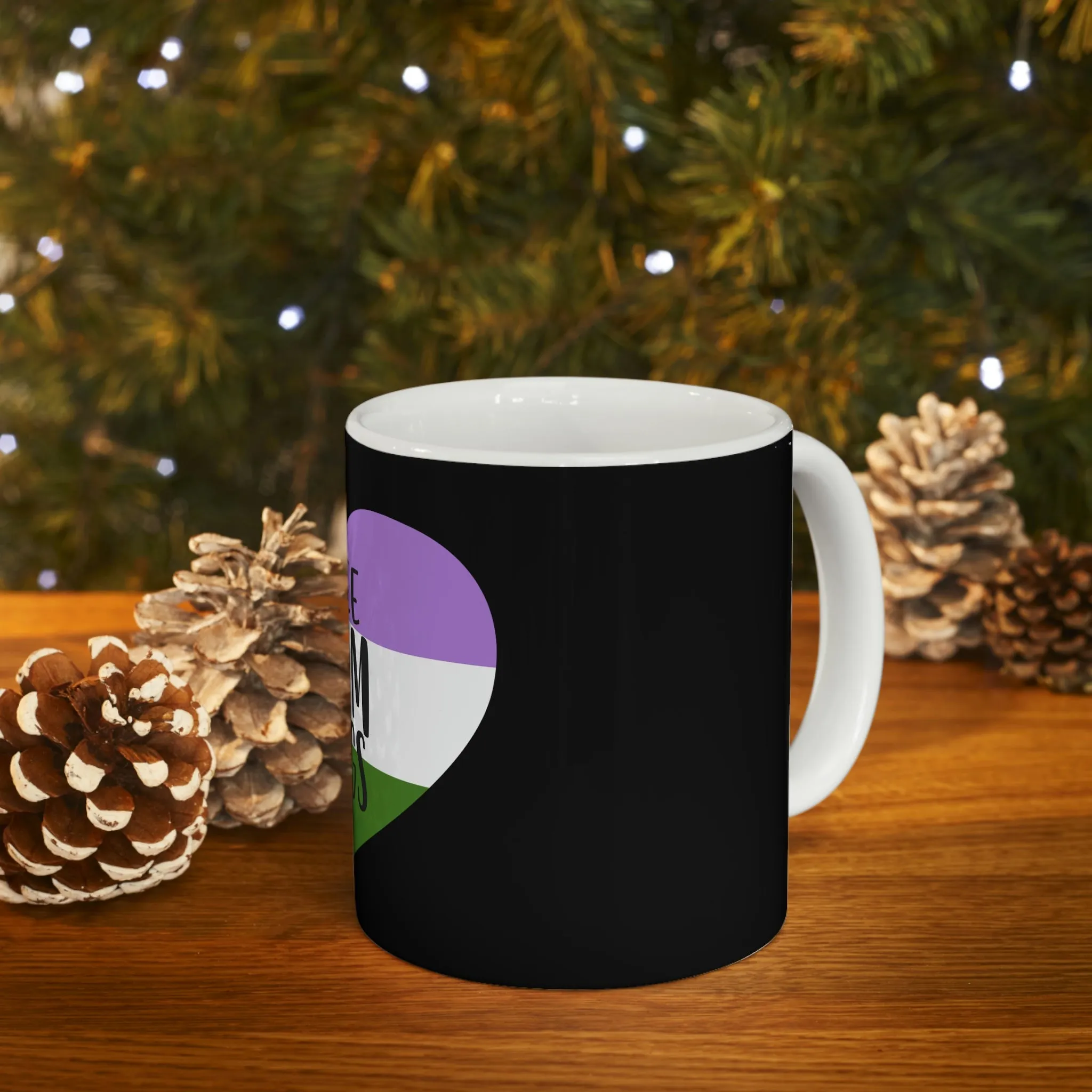 Genderqueer Flag Ceramic Mug  - Free Mom Hugs