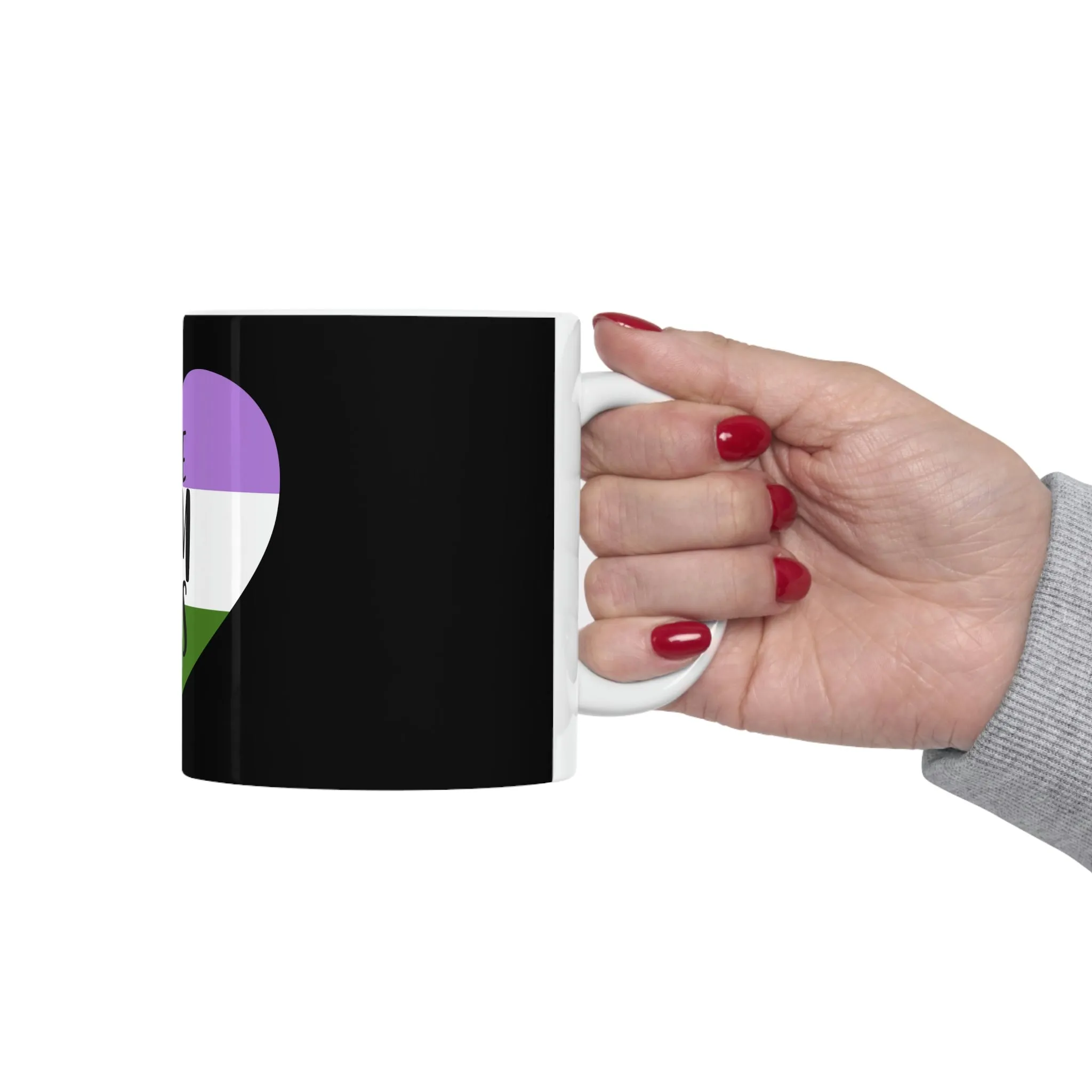Genderqueer Flag Ceramic Mug  - Free Mom Hugs