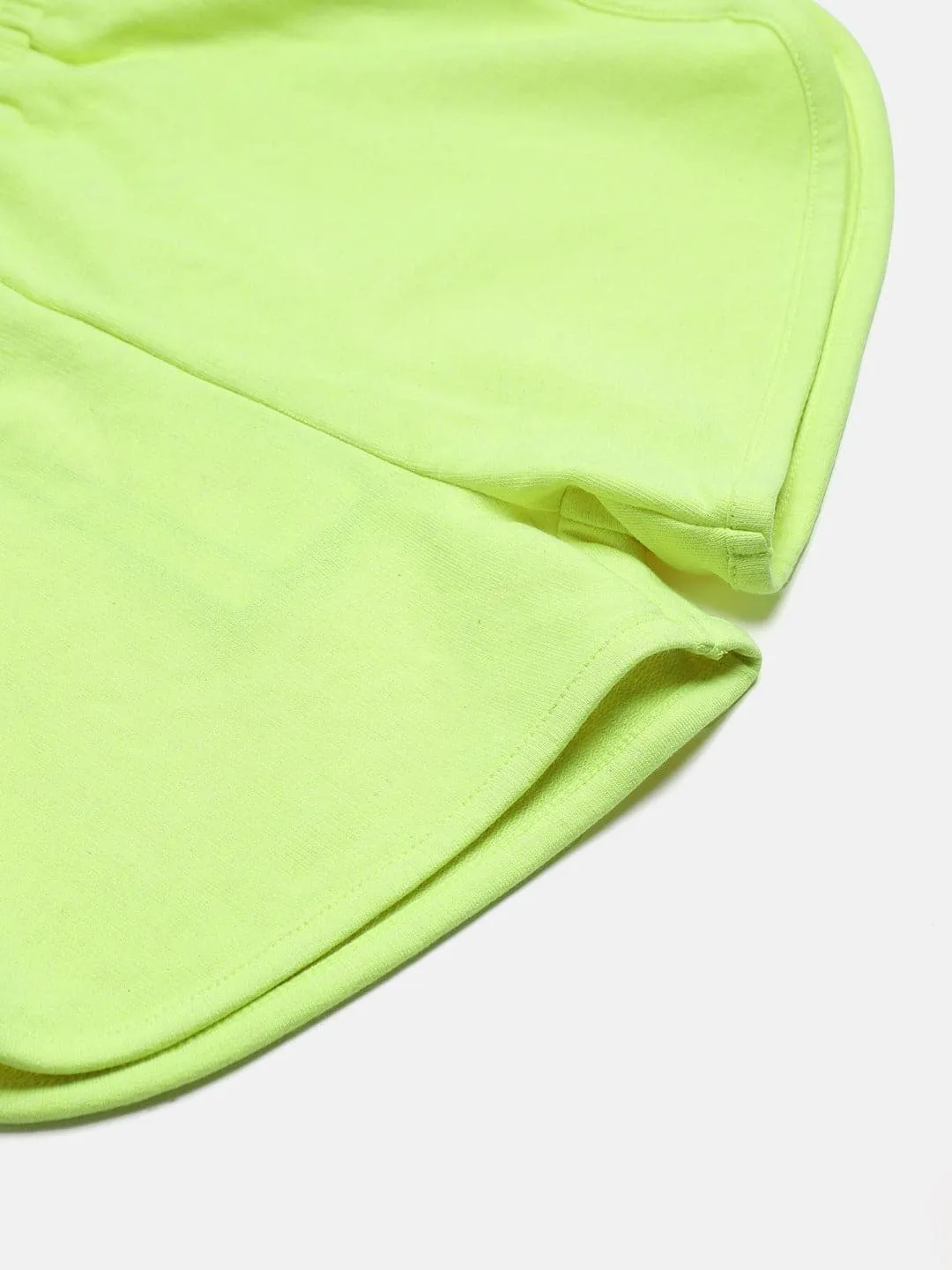 Girls Neon Green Terry Solid Shorts - Lyush Kids