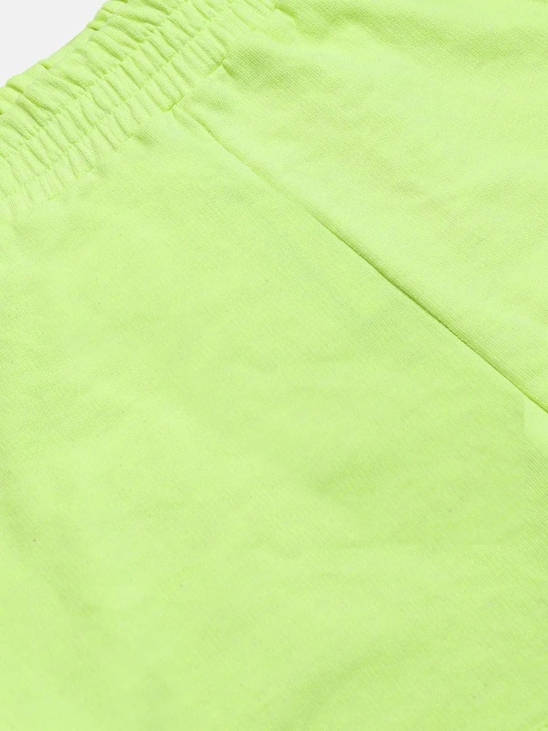 Girls Neon Green Terry Solid Shorts - Lyush Kids