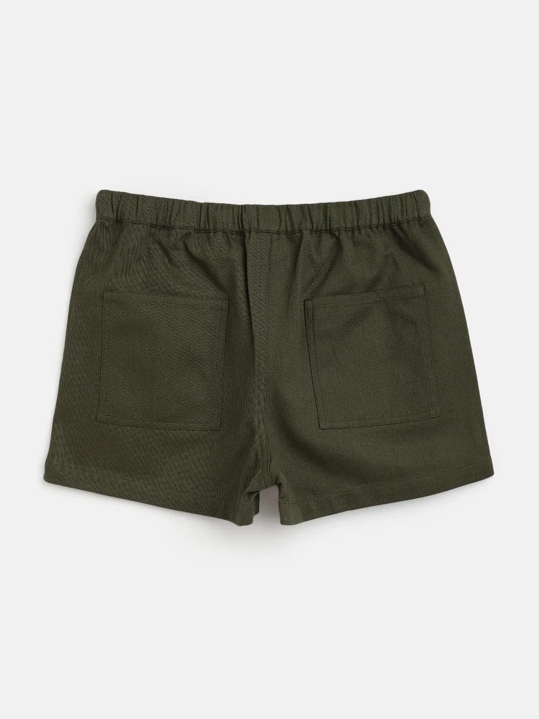 Girls Olive Twill Drawstring Shorts - Lyush Kids