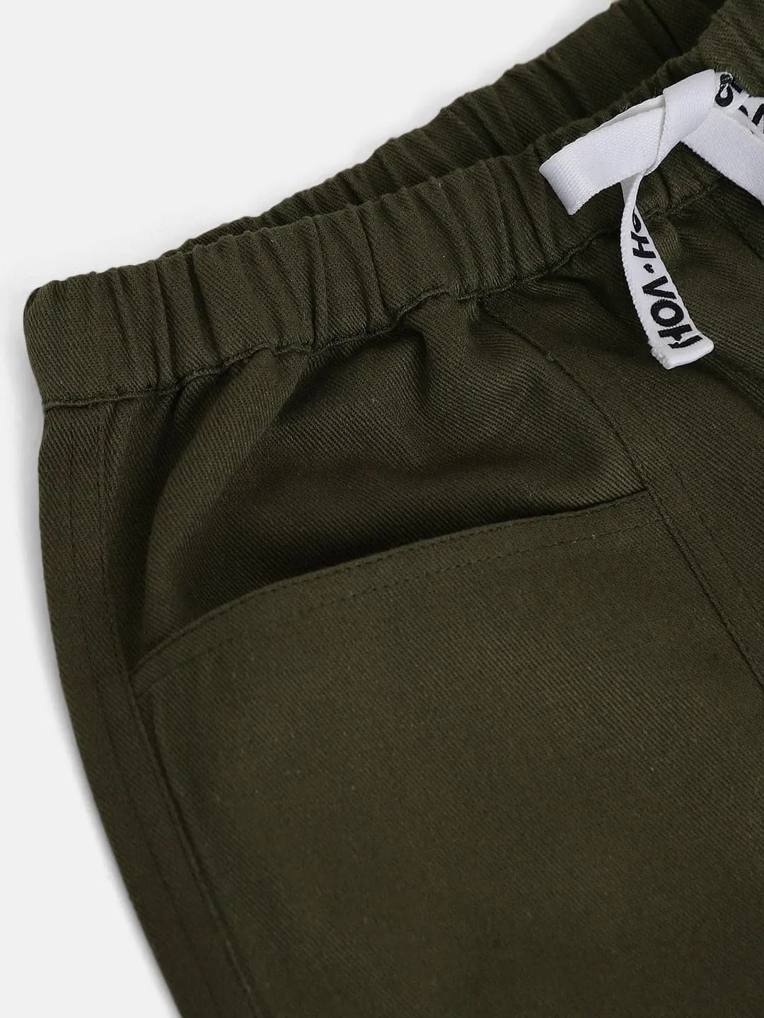 Girls Olive Twill Drawstring Shorts - Lyush Kids