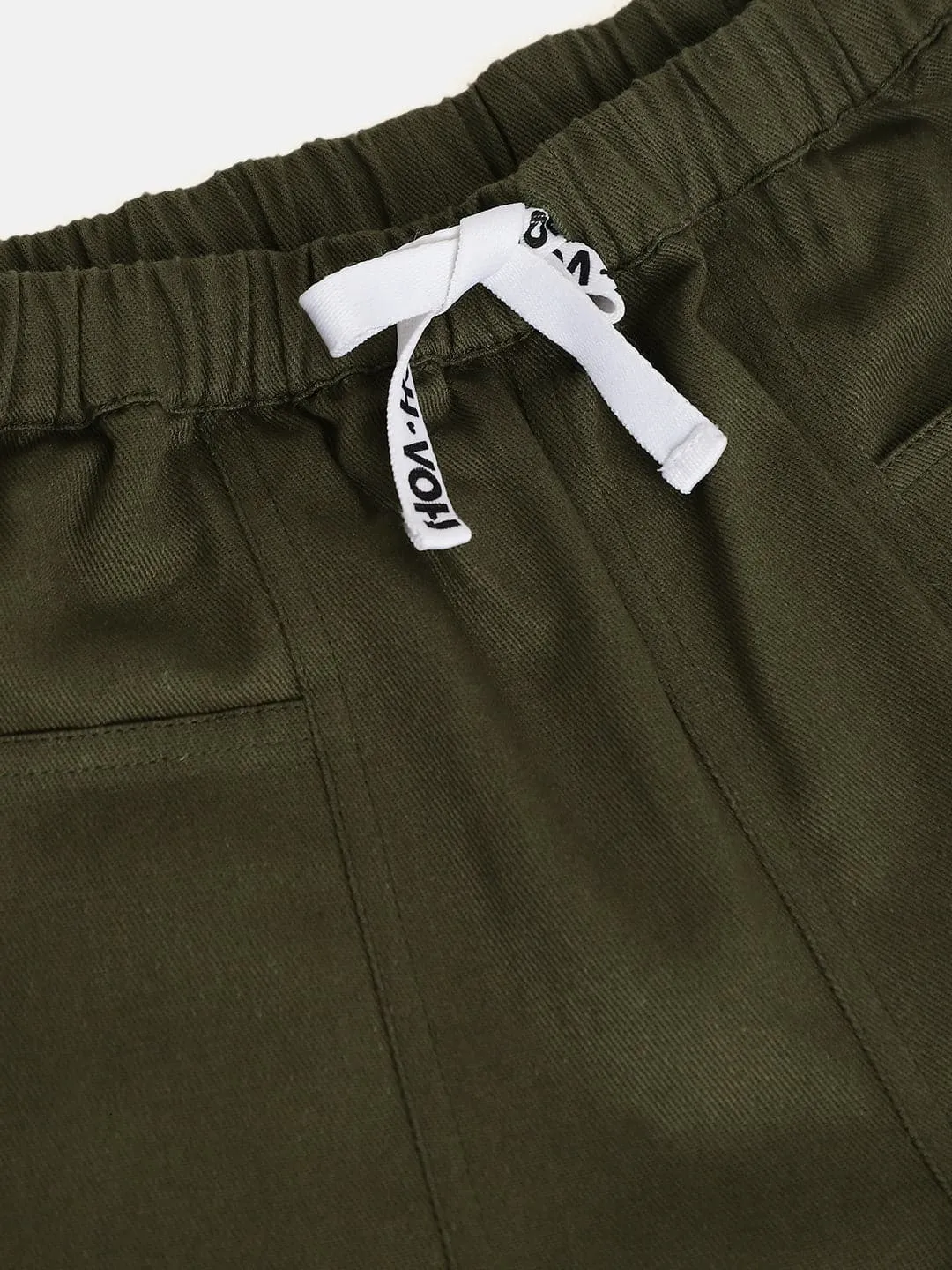Girls Olive Twill Drawstring Shorts - Lyush Kids