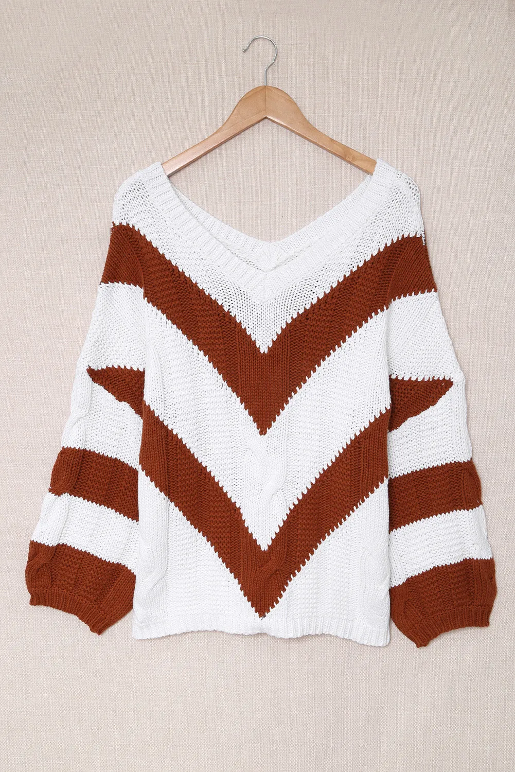 LADIES--Sexy, Off-The-Shoulder, Cable-Knit, V-Neck Sweater