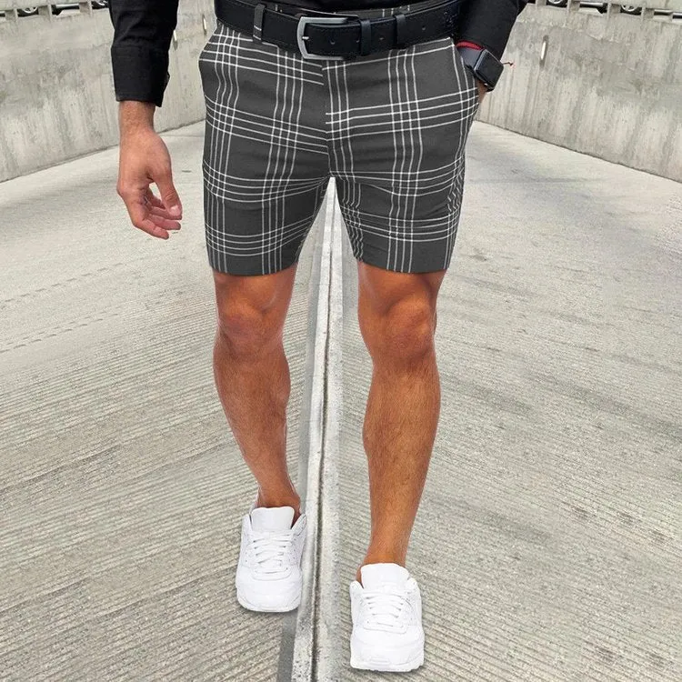 Large Plaid stripes Straight Shorts