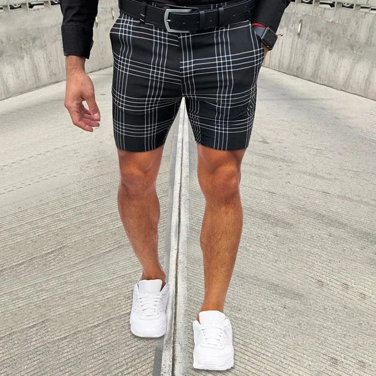 Large Plaid stripes Straight Shorts