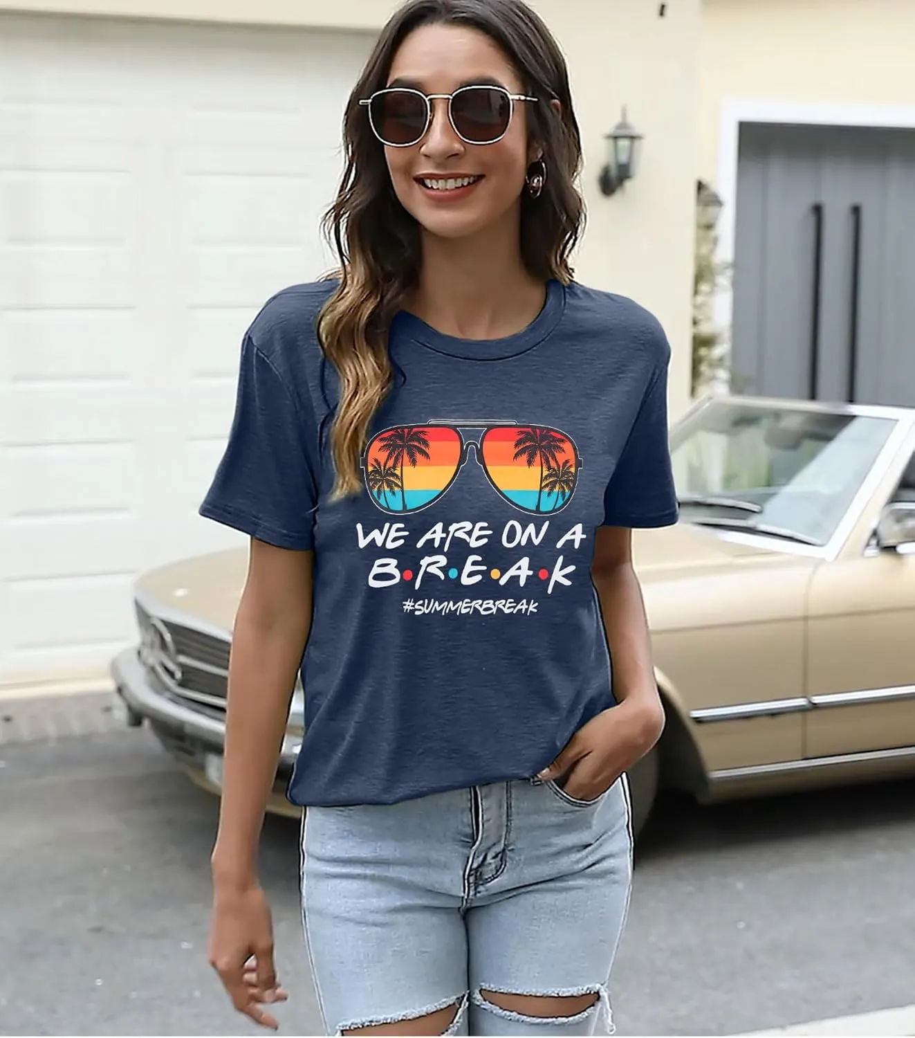 Last Day of School Teacher Shirt: Women We are On A Break Teacher Shirt Summer Break Tshirt Teacher Holiday Life Tee Tops