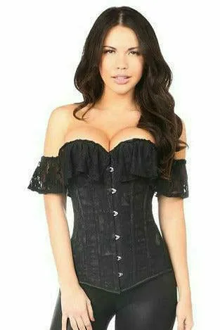 Lavish Black Lace Off-The-Shoulder Corset