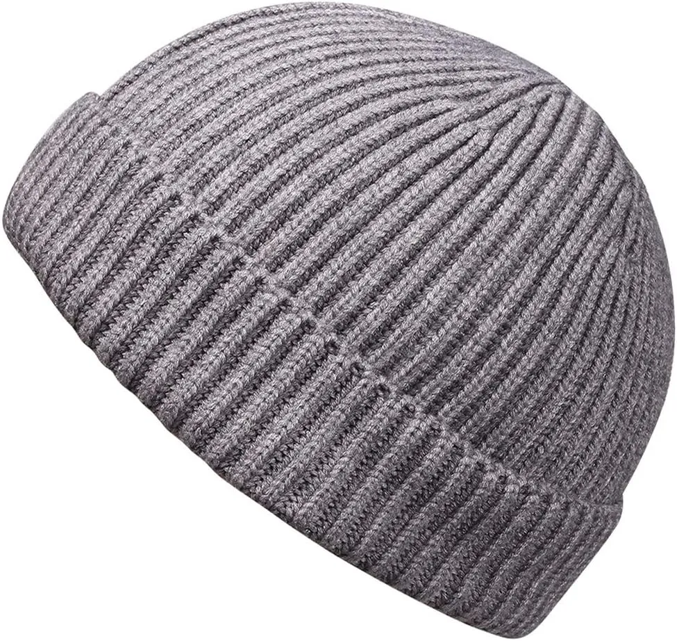 MaxNova Knit Cuff Short Fisherman Beanie for Men Women Warm Hats