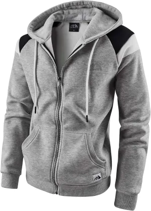 Men's Full Zip Fleece Hoodie zippered Color Block hooded slim Fit Long Sleeve Lightweight Sweatshirt