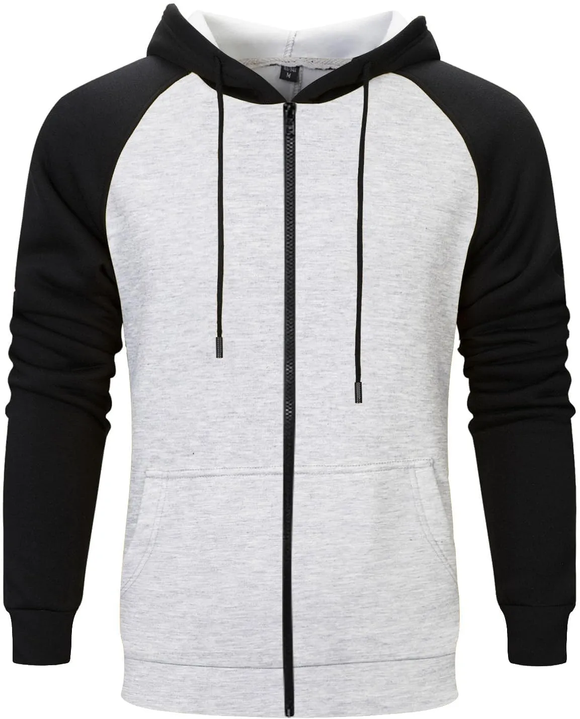 Mens Zipper Hoodies Casual Long Sleeve Sweatshirts Color Block Drawstring Fashion Oversized Cardigan with Pockets