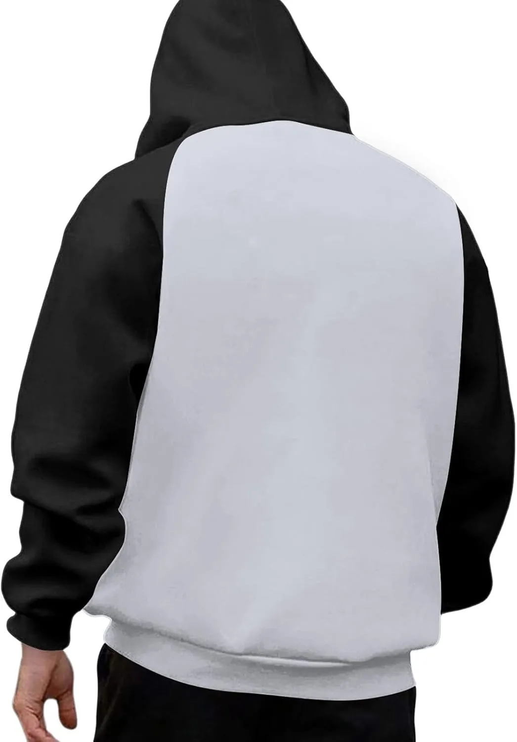 Mens Zipper Hoodies Casual Long Sleeve Sweatshirts Color Block Drawstring Fashion Oversized Cardigan with Pockets