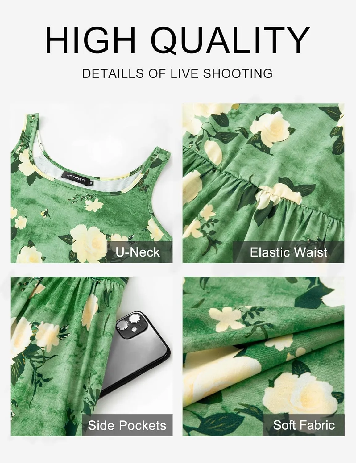 MEROKEETY Women's 2025 Summer Spring Casual Floral Sundress Sleeveless Beach Vacation Flowy Boho Tank Midi Dresses