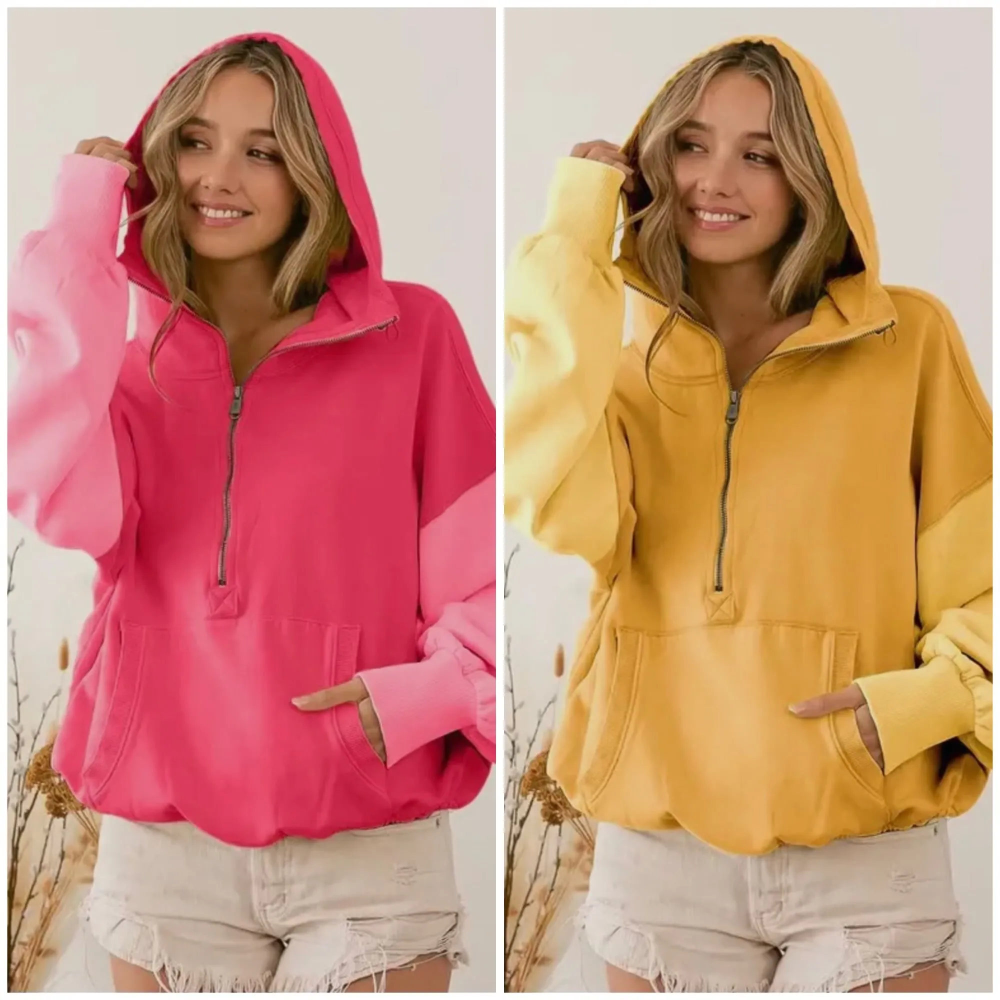 On the Bright Side Elastic Hem Hoodie