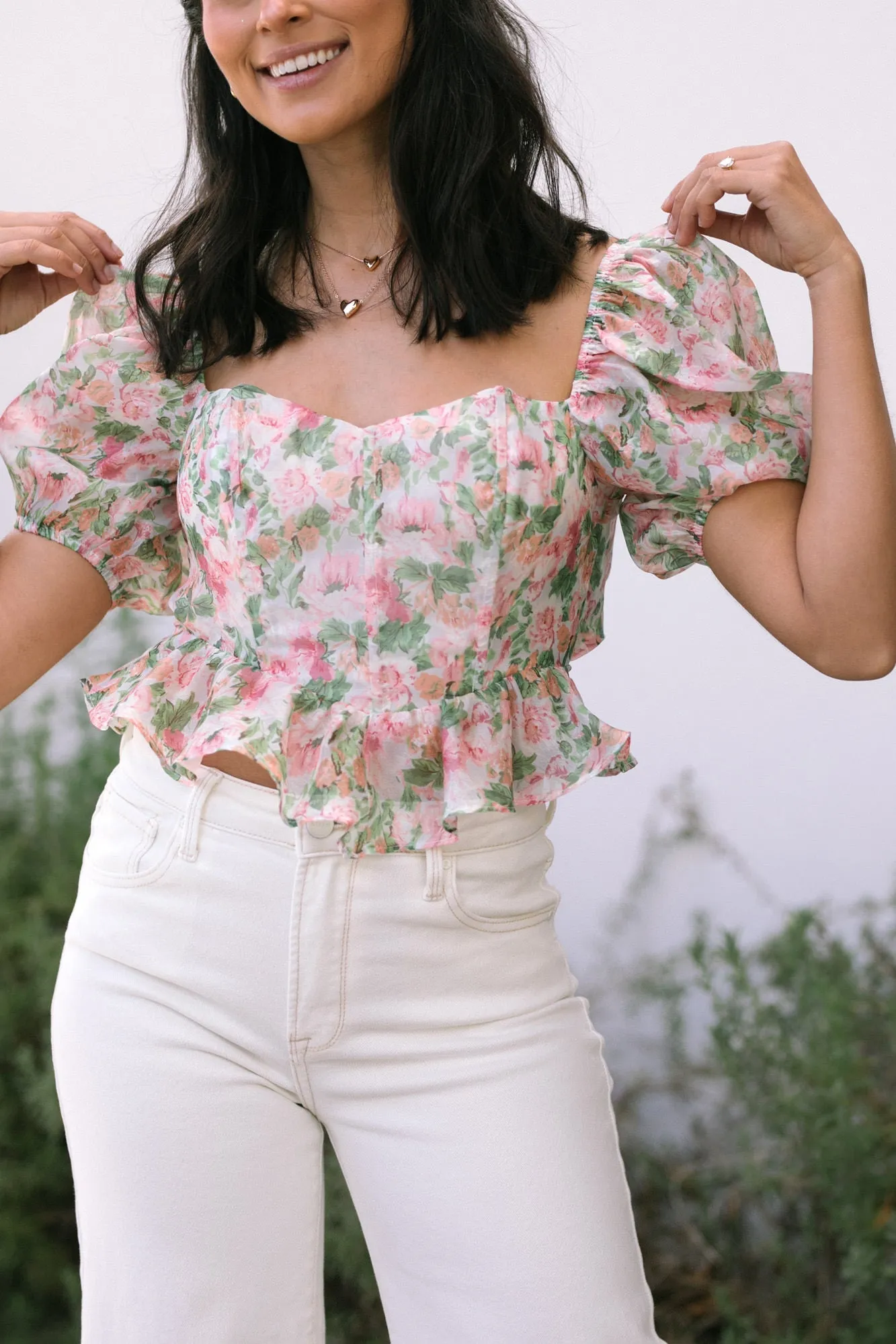 Phyllis Puff Sleeve Corset Top