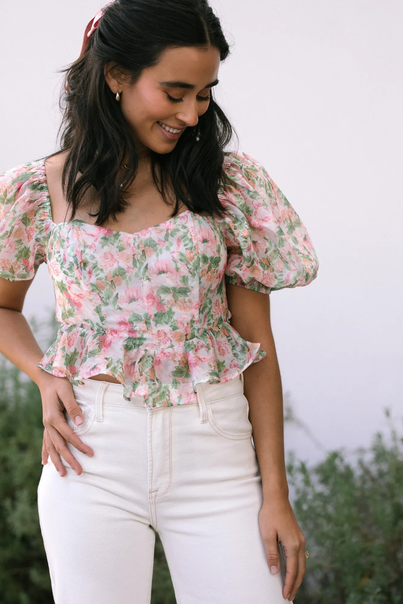 Phyllis Puff Sleeve Corset Top