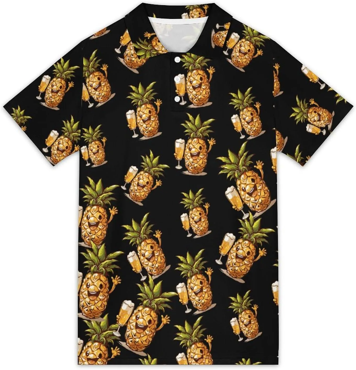 Pineapple Drink Beer Mens Polo Shirts Short Sleeve Mesh Gym T-Shirt Summer Tee Top