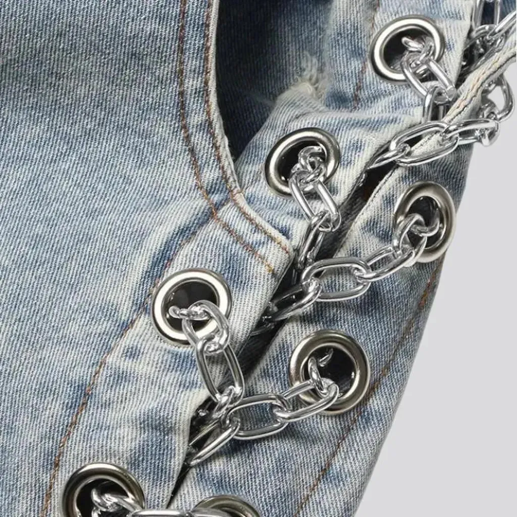 Raw-hem embellished denim shorts for women