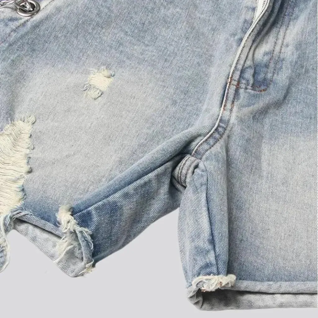 Raw-hem embellished denim shorts for women