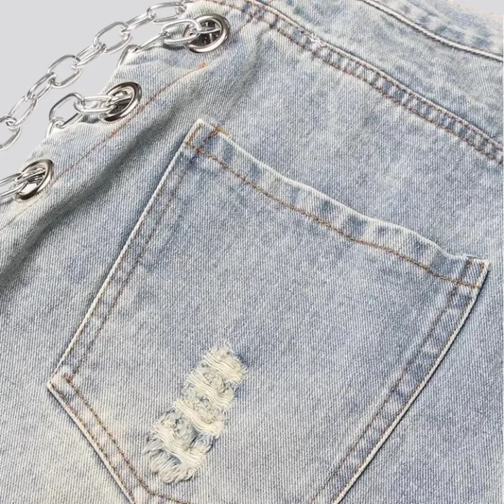 Raw-hem embellished denim shorts for women