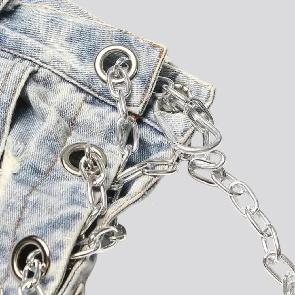 Raw-hem embellished denim shorts for women