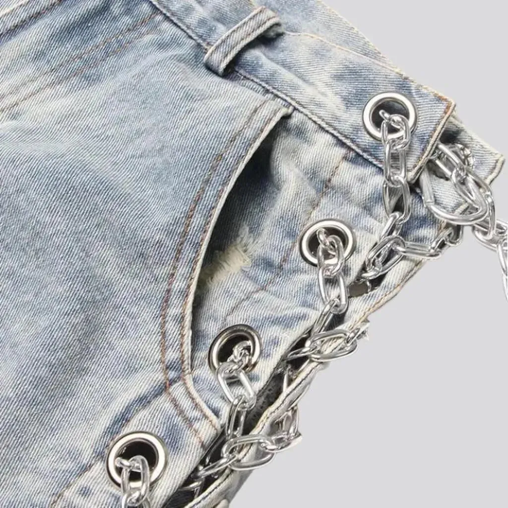 Raw-hem embellished denim shorts for women