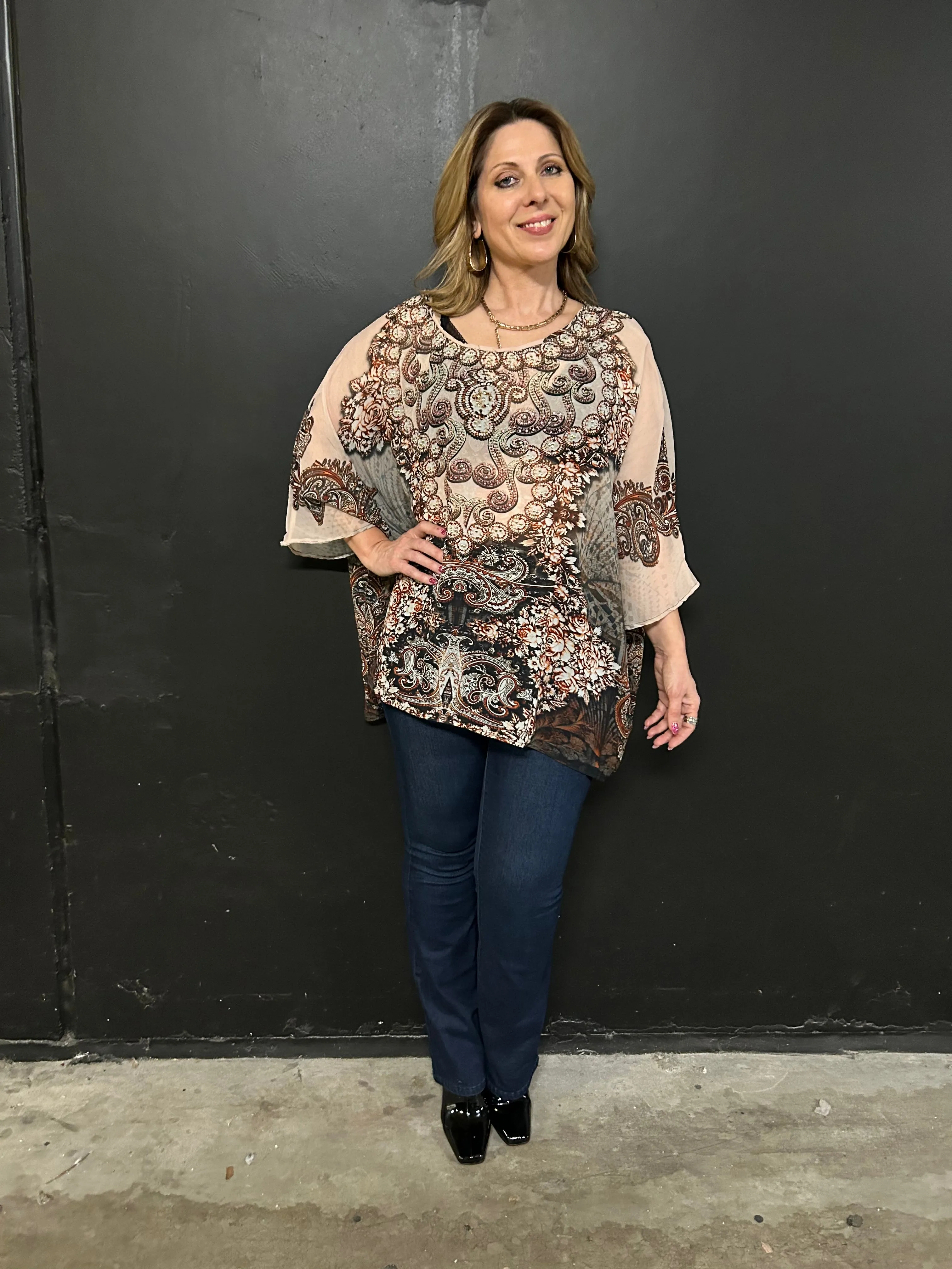 Round neck top vintage pink