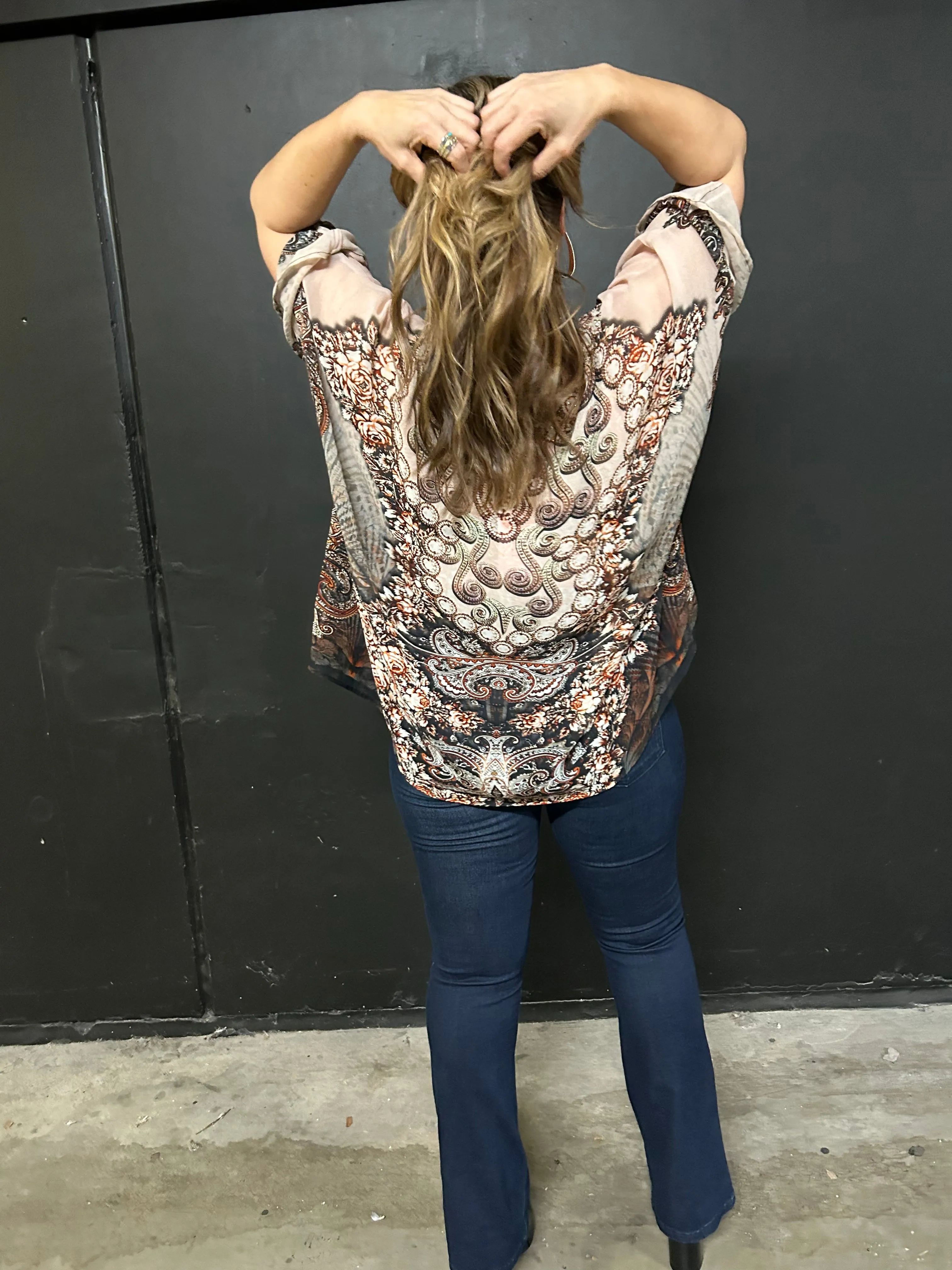 Round neck top vintage pink