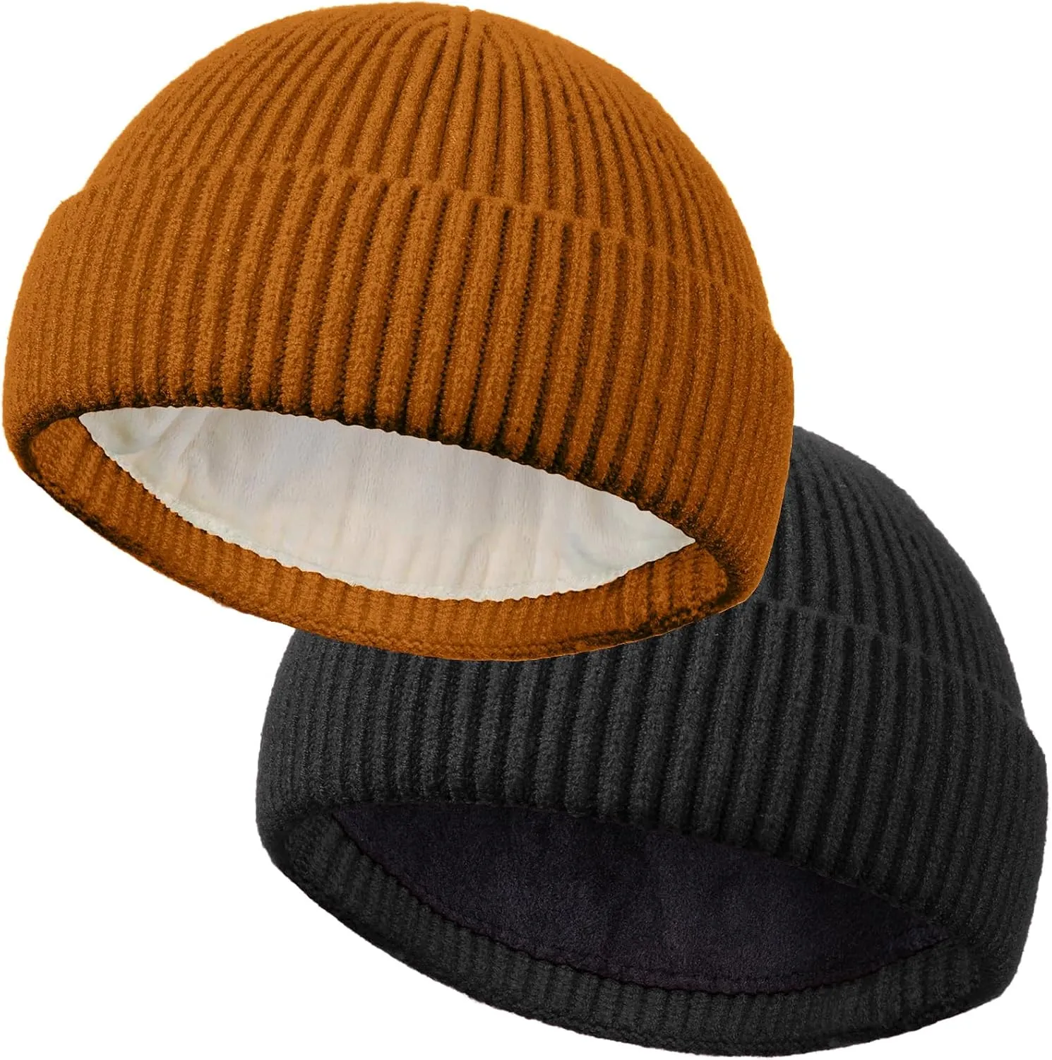 ROYBENS Wool Fisherman Beanie for Men Women, Knit Cuffed Fleece Lined Beanies Winter Warm Hat Skull Cap Unisex