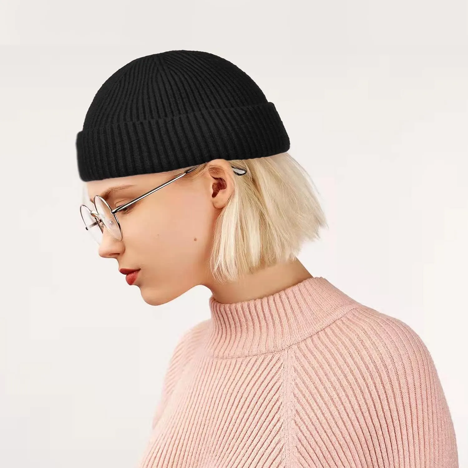 ROYBENS Wool Fisherman Beanie for Men Women, Knit Cuffed Fleece Lined Beanies Winter Warm Hat Skull Cap Unisex