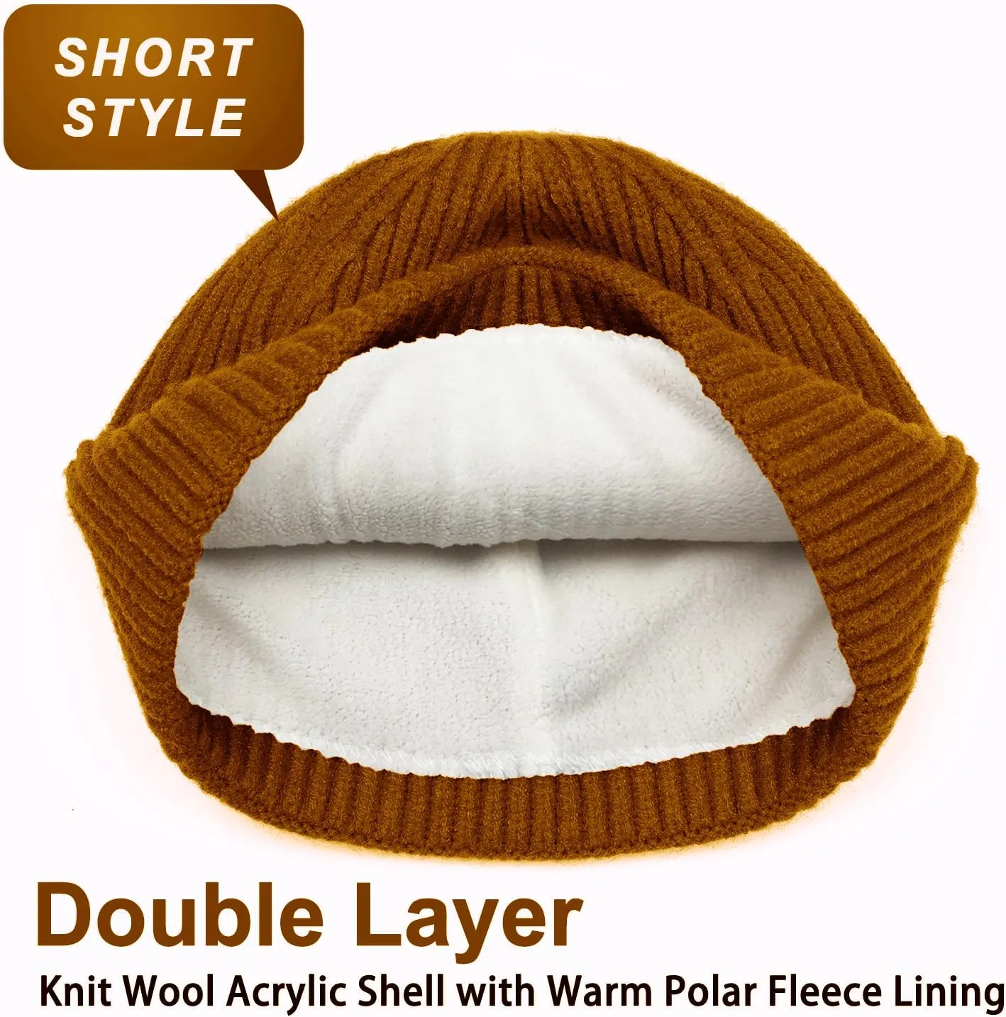 ROYBENS Wool Fisherman Beanie for Men Women, Knit Cuffed Fleece Lined Beanies Winter Warm Hat Skull Cap Unisex