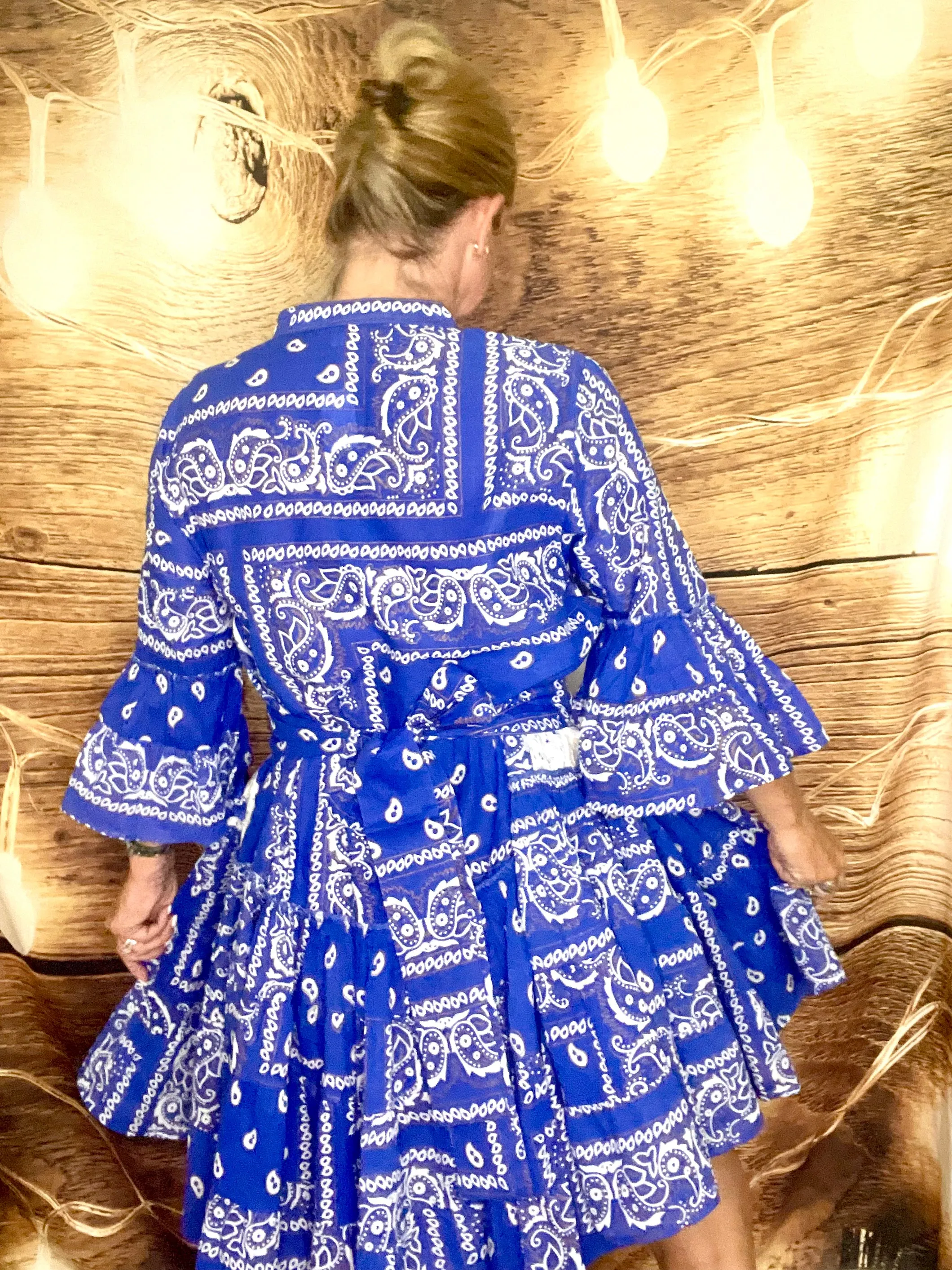 Ruffle Bandana Dress - Royal Blue