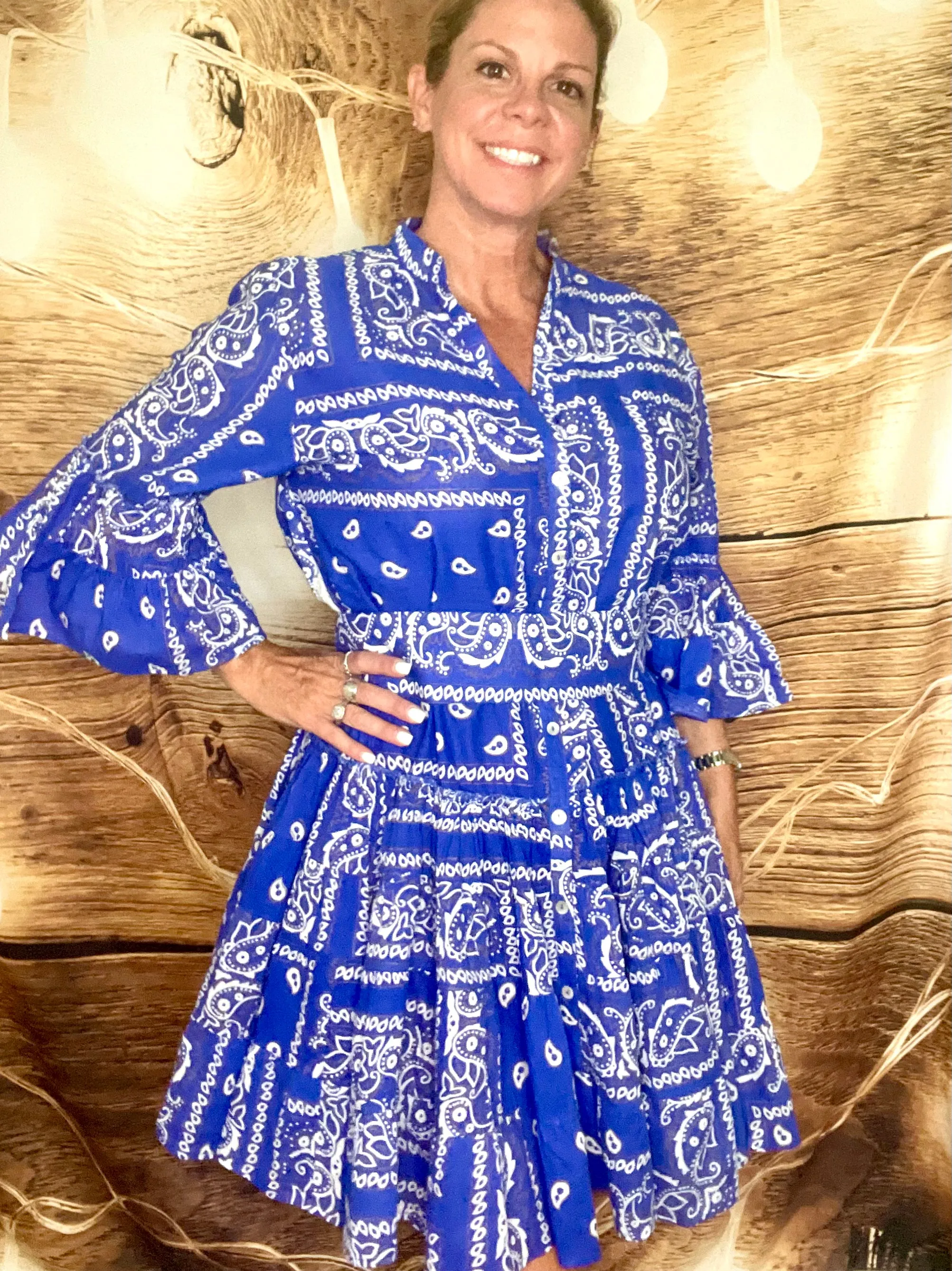 Ruffle Bandana Dress - Royal Blue
