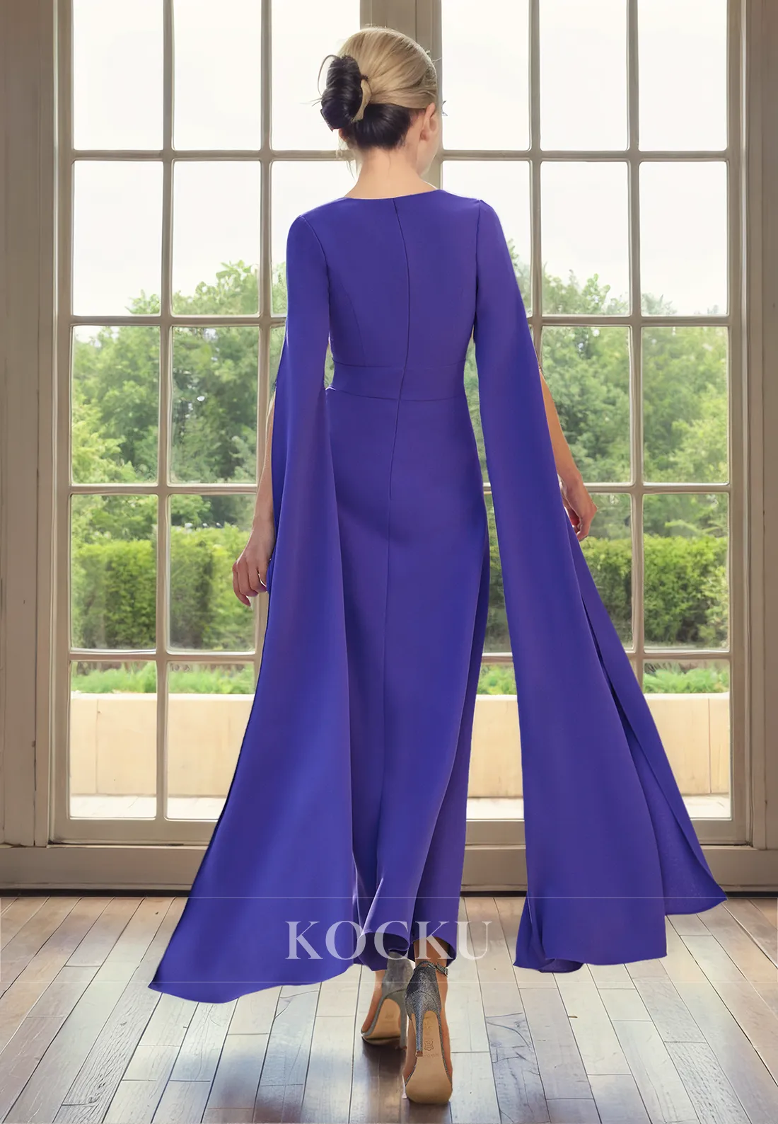 Simple & Casual V-Neck Long sleeves A-Line Embroidery Cocktail Mother of the Bride Dress