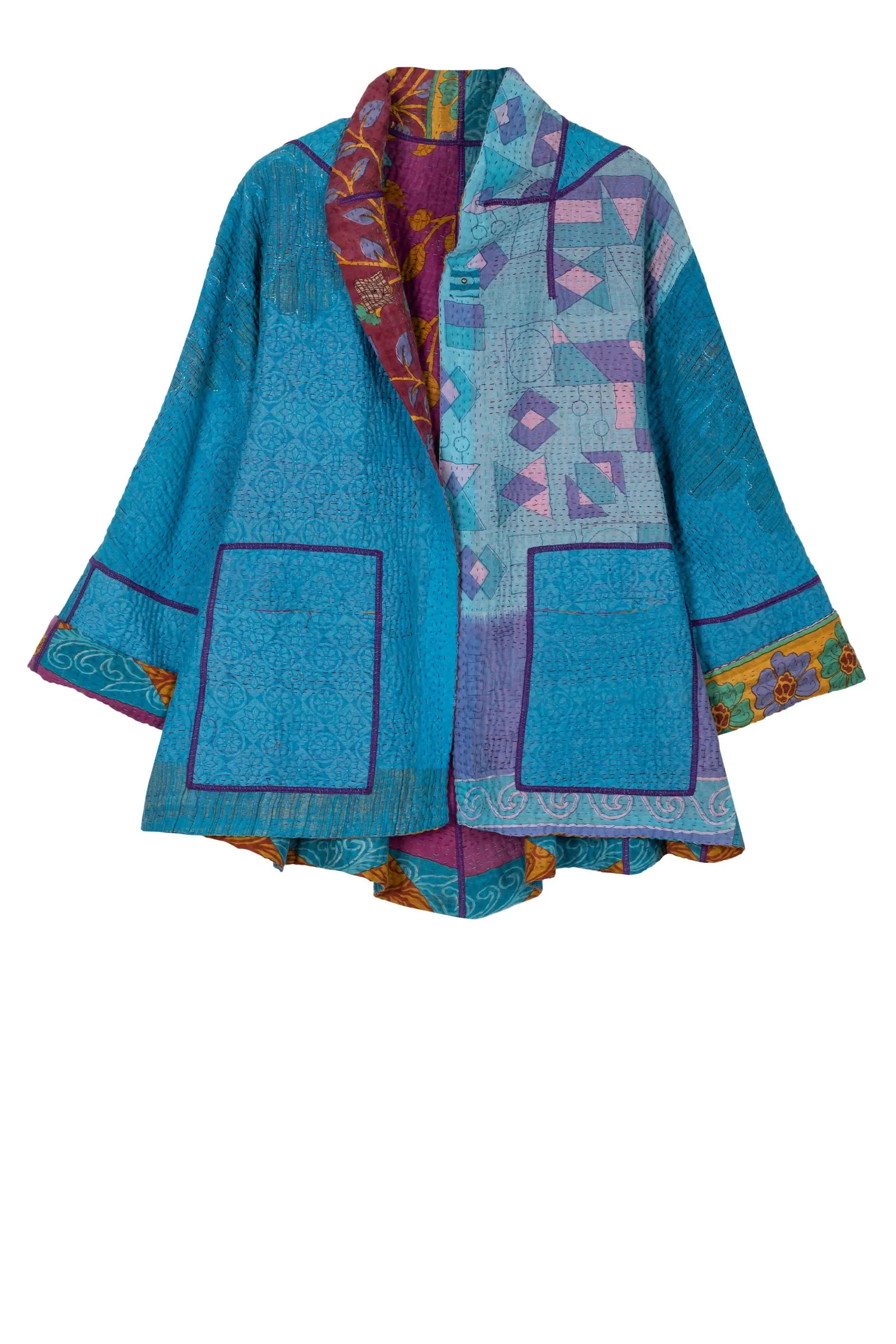 VINTAGE COTTON KANTHA FLARE SHORT