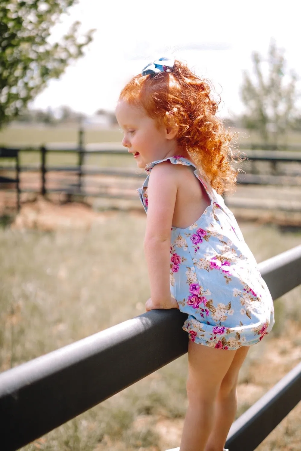 Vintie Summer Overalls - Isla Rose in Sky Blue