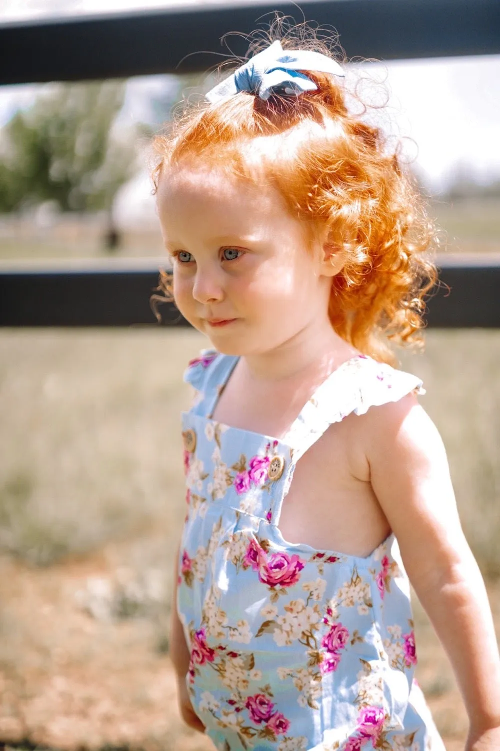 Vintie Summer Overalls - Isla Rose in Sky Blue