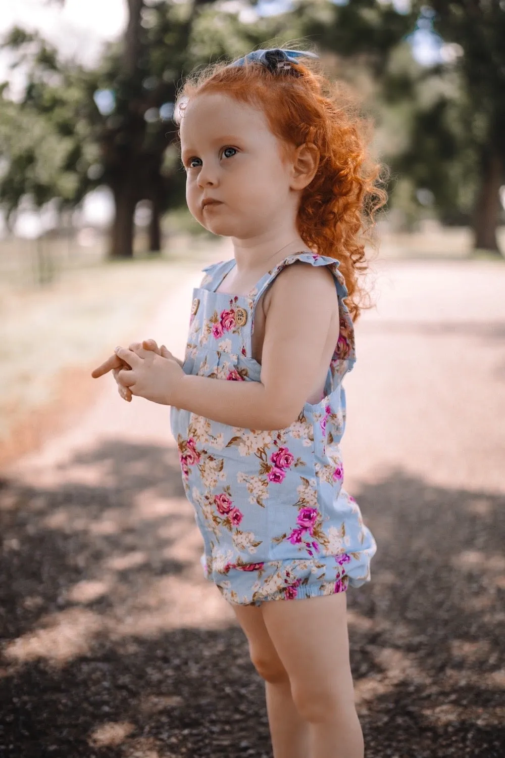 Vintie Summer Overalls - Isla Rose in Sky Blue