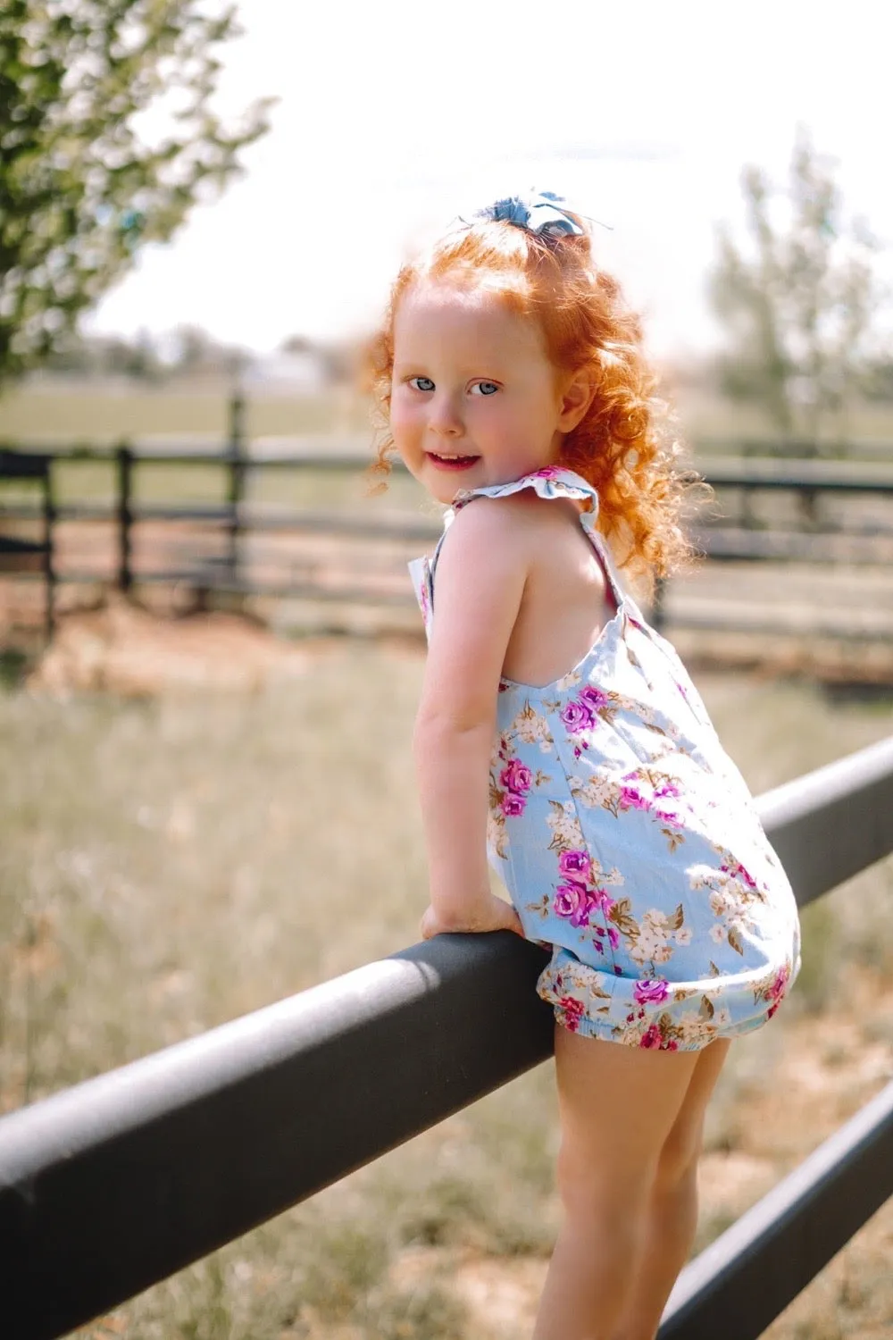 Vintie Summer Overalls - Isla Rose in Sky Blue